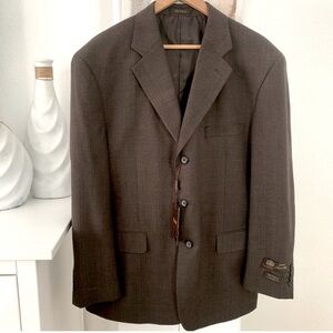 Vitali Milanov Men's Brown 3 Button Patterned Blazer Size R46/W40